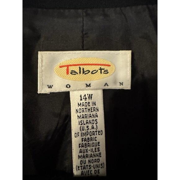 Talbots Suit Jacket Blazer 14W Black Classic 3 Button Tri-Poly - Picture 10 of 11